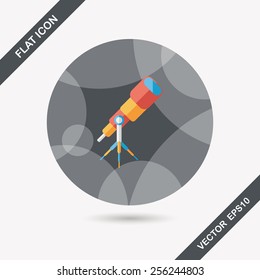 Telescope flat icon with long shadow,eps10