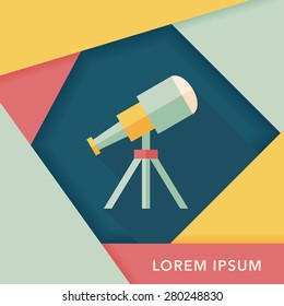 Telescope flat icon with long shadow,eps10