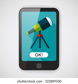 Telescope flat icon with long shadow,eps10