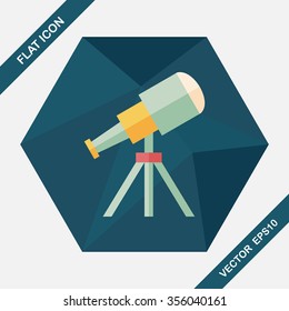 Telescope flat icon with long shadow,eps10
