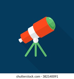Telescope  flat  icon with long shadow,eps10,