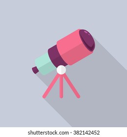Telescope  flat  icon with long shadow,eps10,