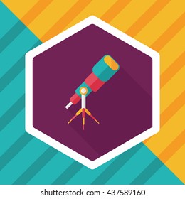 Telescope flat icon with long shadow,eps10