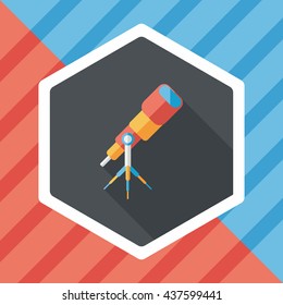 Telescope flat icon with long shadow,eps10