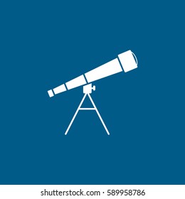 Telescope Flat Icon On Blue Background