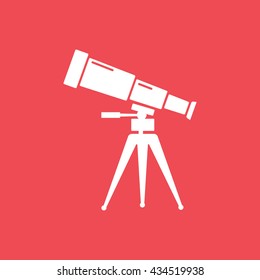 Telescope Flat Icon On Red Background