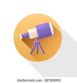 Telescope flat icon on white background.
