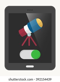 Telescope  flat  icon with Tablet,eps10,