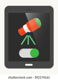 Telescope  flat  icon with Tablet,eps10,