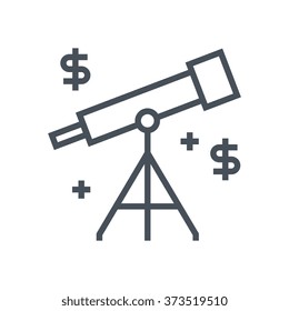 Telescope, forecasting icon suitable for info graphics, websites and print media and  interfaces. Line vector icon.