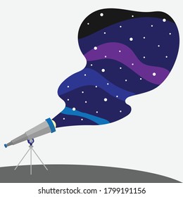 A Telescope with Galaxy Sky View. Flat and Simple EPS 10 Vector