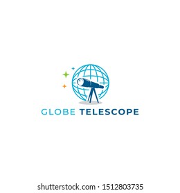 telescope globe logo vector icon illustration