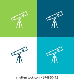 Telescope green and blue material color minimal icon or logo design