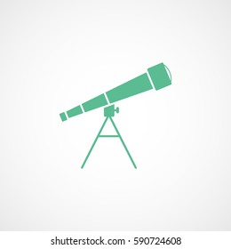 Telescope Green Flat Icon On White Background