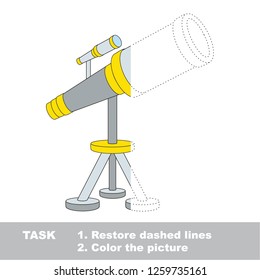 Telescope. Half dot to dot educational game for kids.