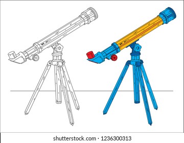 telescope hand drawn illustration vector