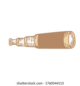 telescope hand drawn vector illustration in engraving vintage style. for logo design and branding, isolated design asset