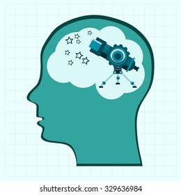 telescope in the head, Businessman thinking