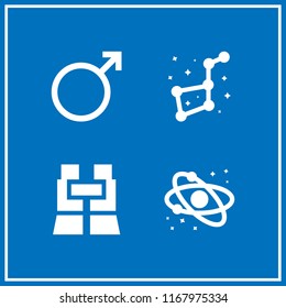 telescope icon. 4 telescope vector set. binoculars, constellation, mars and solar system icons for web and design about telescope theme