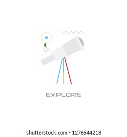 telescope icon astronomy science explore concept line style isolated