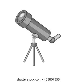 Telescope icon in black monochrome style on a white background vector illustration