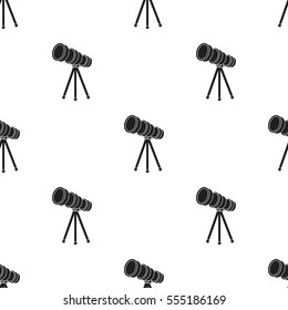 Telescope icon in  black style isolated on white background. Space pattern stock vector illustration.