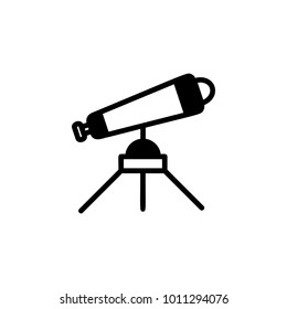 telescope icon, black thick line, on white background