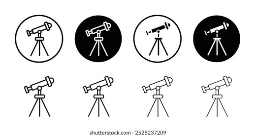 Icono de telescopio Vector de contorno blanco y negro