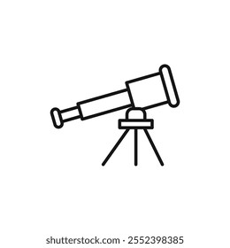 Icono de telescopio signo de contorno de Vector blanco y negro