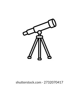 Ícone do telescópio preto e branco vetor ilustração de volta para a escola astronomia educação ciência equipamentos