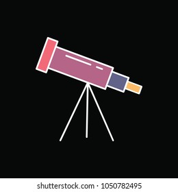Telescope icon. Cartoon Telescope vector icon for web design isolated on black background