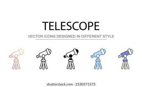 Diseño de icono de telescopio con fondo blanco