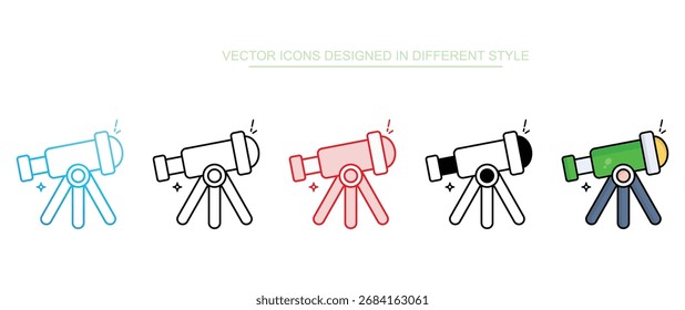 Diseño de icono de telescopio con fondo blanco