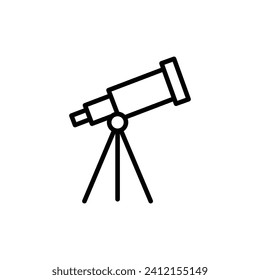 Telescope icon designed in a line style on white background.