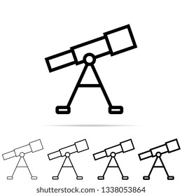 Telescope icon in different shapes, thickness. Simple thin line, outline vector of education icons for UI and UX, website or mobile application