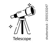 A telescope icon in doodle style