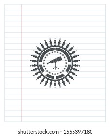 telescope icon drawn in pencil. Vector Illustration. Detailed.