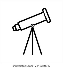 icono del telescopio. Elemento de icono educativo para concepto móvil y aplicaciones web. El icono del telescopio de la línea delgada se puede utilizar para la web y el móvil