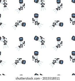 Telescope Icon Emoji Pattern. Astronomy Seamless Background Symbols. Doodle Emoticon Illustration Design Vector.