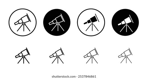 Icono de telescopio Conjunto de contorno simple plano