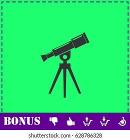 Telescope icon flat. Simple vector symbol and bonus icon