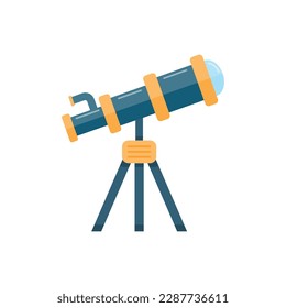 Telescope icon in flat style. Cosmos discover vector illustration on isolated background. Astronomy sign business concept.