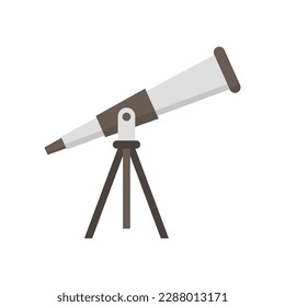 Icono del telescopio en estilo plano. Cosmos descubre ilustración vectorial en el fondo aislado. Concepto de negocio de signos de astronomía.