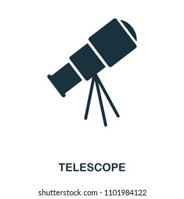Telescope icon. Flat style icon design. UI. Illustration of telescope icon. Pictogram isolated on white. Ready to use in web design, apps, software, print.