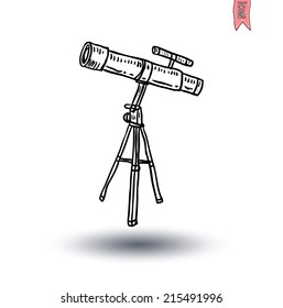 Telescope icon, hand drawn vector illustration.