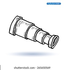 Telescope icon, hand drawn vector illustration.