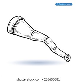 Telescope icon, hand drawn vector illustration.