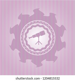 telescope icon inside badge with pink background