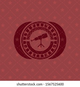 telescope icon inside badge with red background