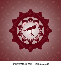 icono del telescopio con placa de fondo rojo